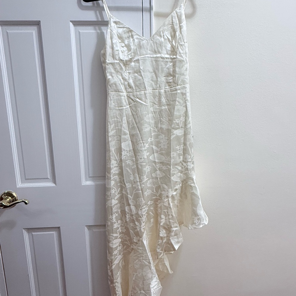 Lulu's Cream Asymmetrical Floral Dress